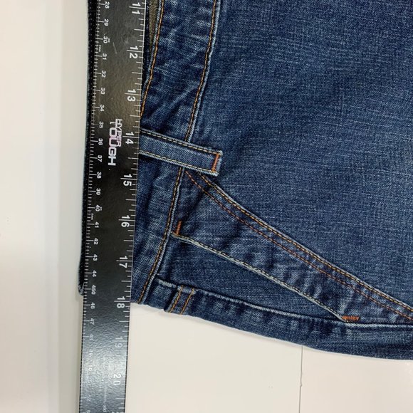 Levis Strauss Stretch Womens Jeans Misses Size 16 Blue Flap Pocket Boot Cut - Picture 11 of 16